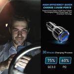 Dual-Port USB-C Car Charger for Mobile Devices
