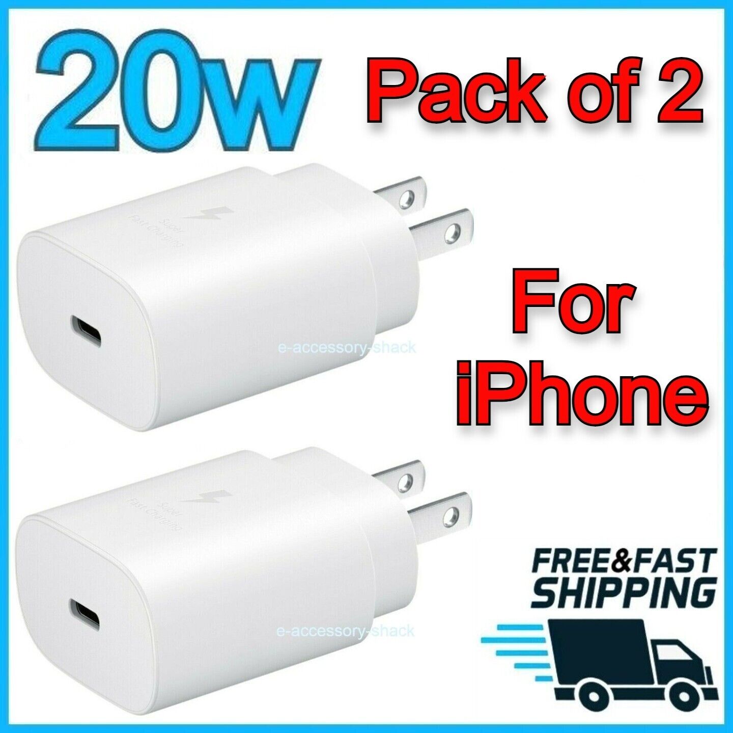 2-Pack 20W USB-C Wall Charger for iPhone