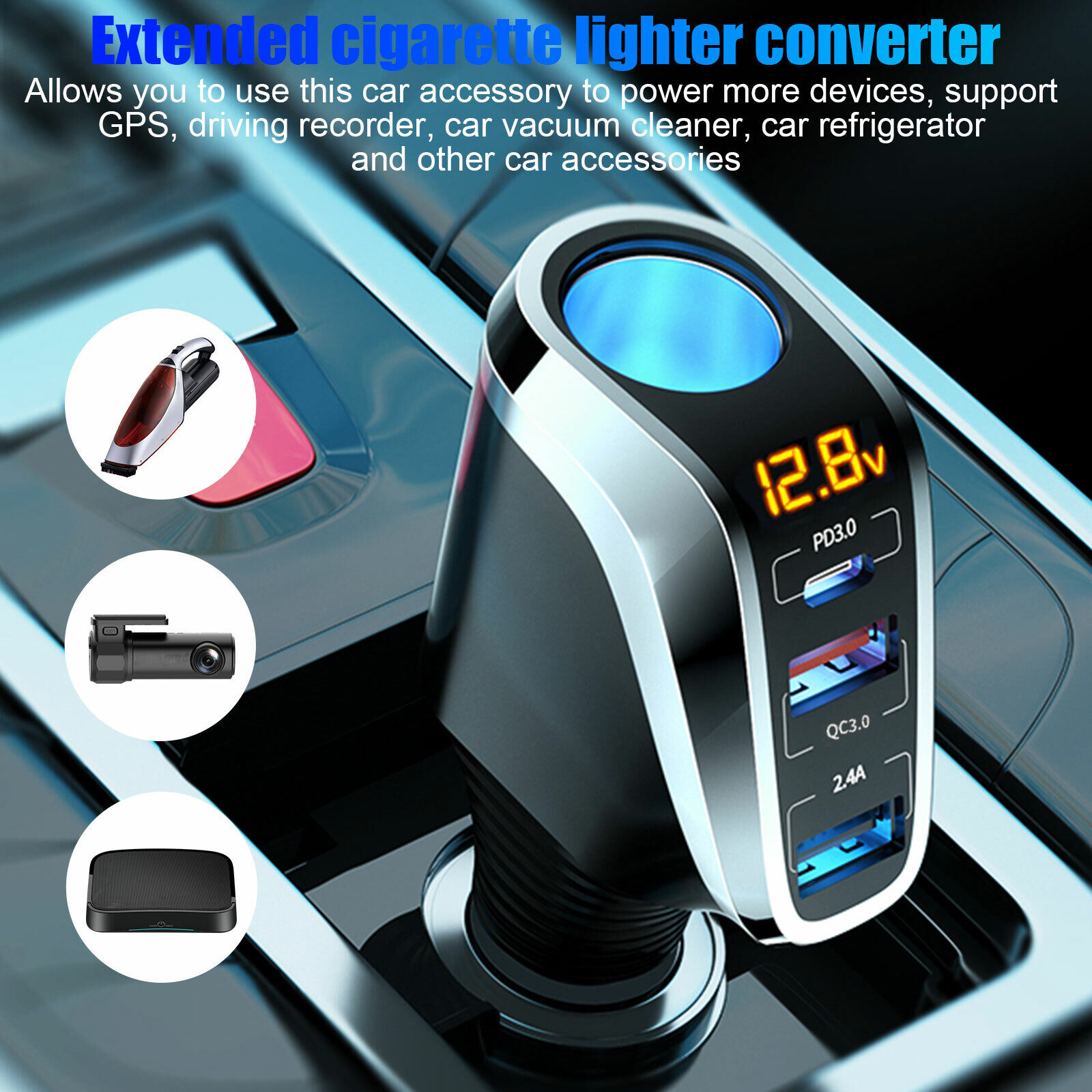 Dual PD USB-C Car Charger Splitter