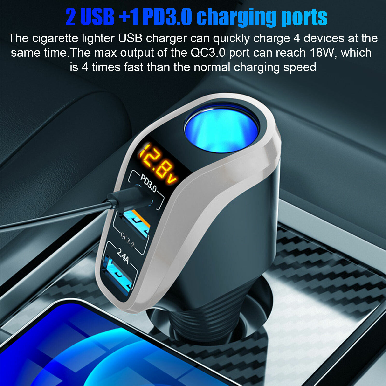 Dual PD USB-C Car Charger Splitter