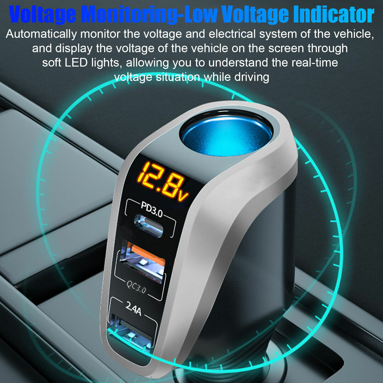Dual PD USB-C Car Charger Splitter