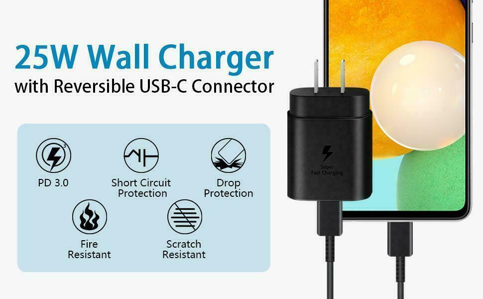 25w USB-C Charger+6FT Cable for Samsung Galaxy