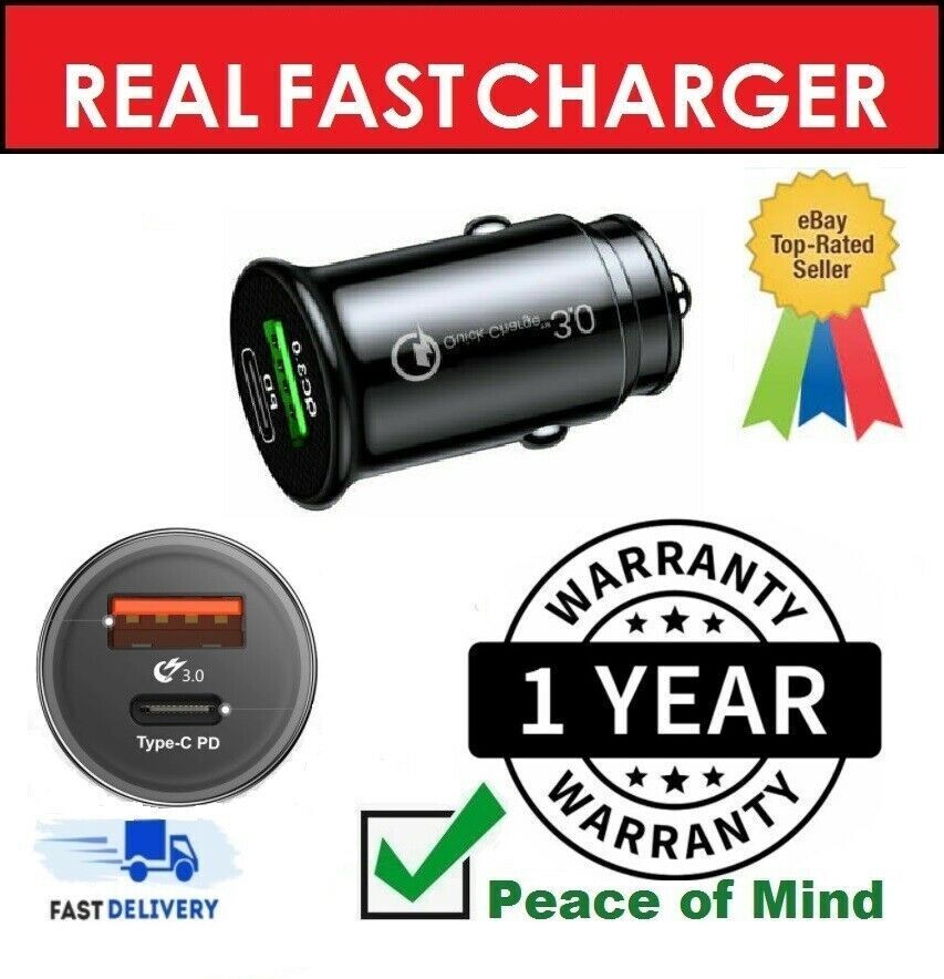 2-Port USB-C Car Charger for iPhone and Samsung