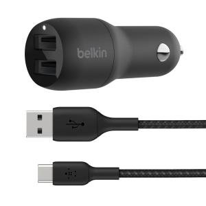 Belkin Dual USB Car Charger with USB-C Cable