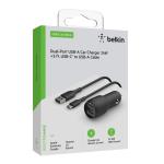 Belkin Dual USB Car Charger with USB-C Cable