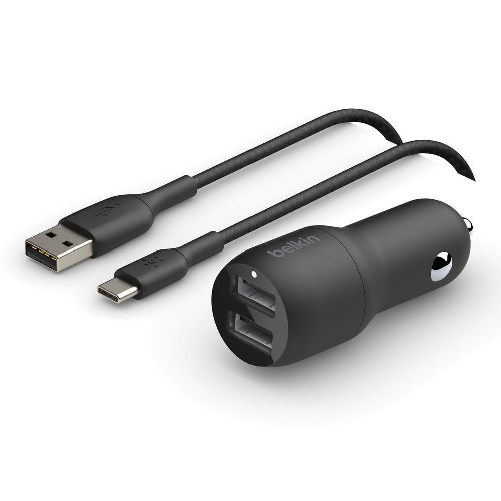 Belkin Dual USB Car Charger with USB-C Cable