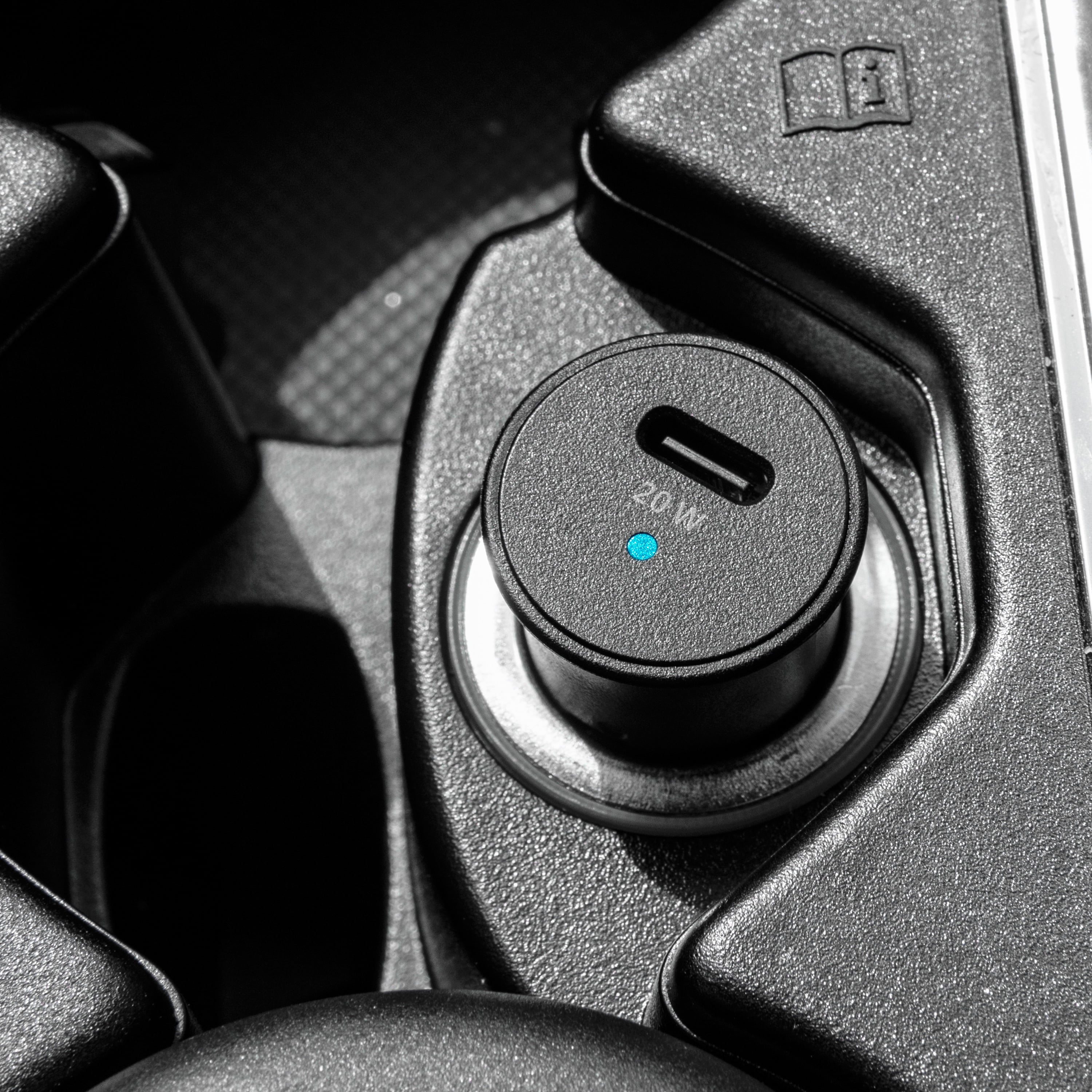 Onn. 20W USB-C Car Charger, Black