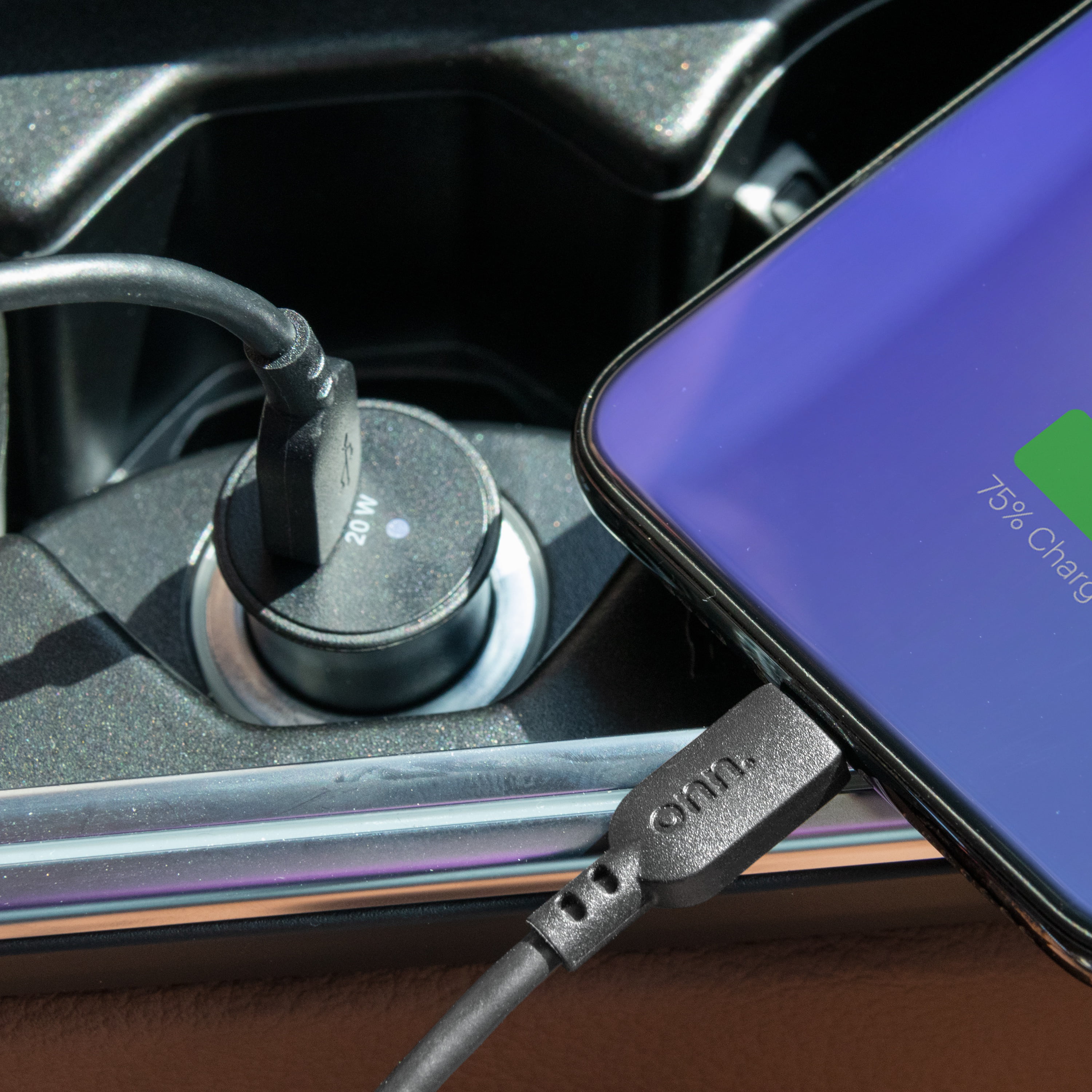 Onn. 20W USB-C Car Charger, Black