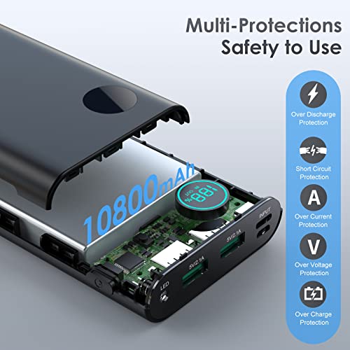 10800mAh USB-C Power Bank with LED Display