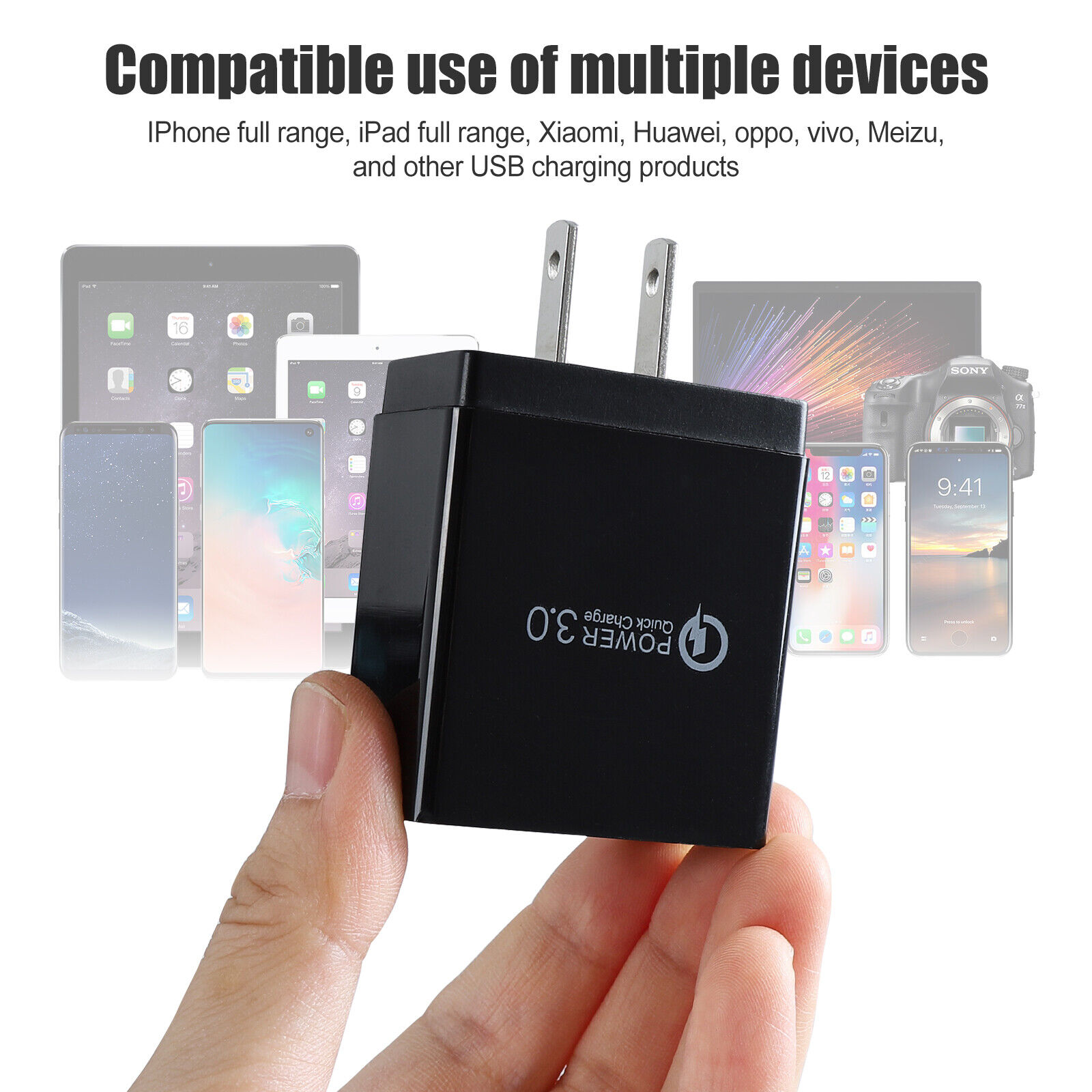 USB 3-Port QC3.0 Wall Charger Hub