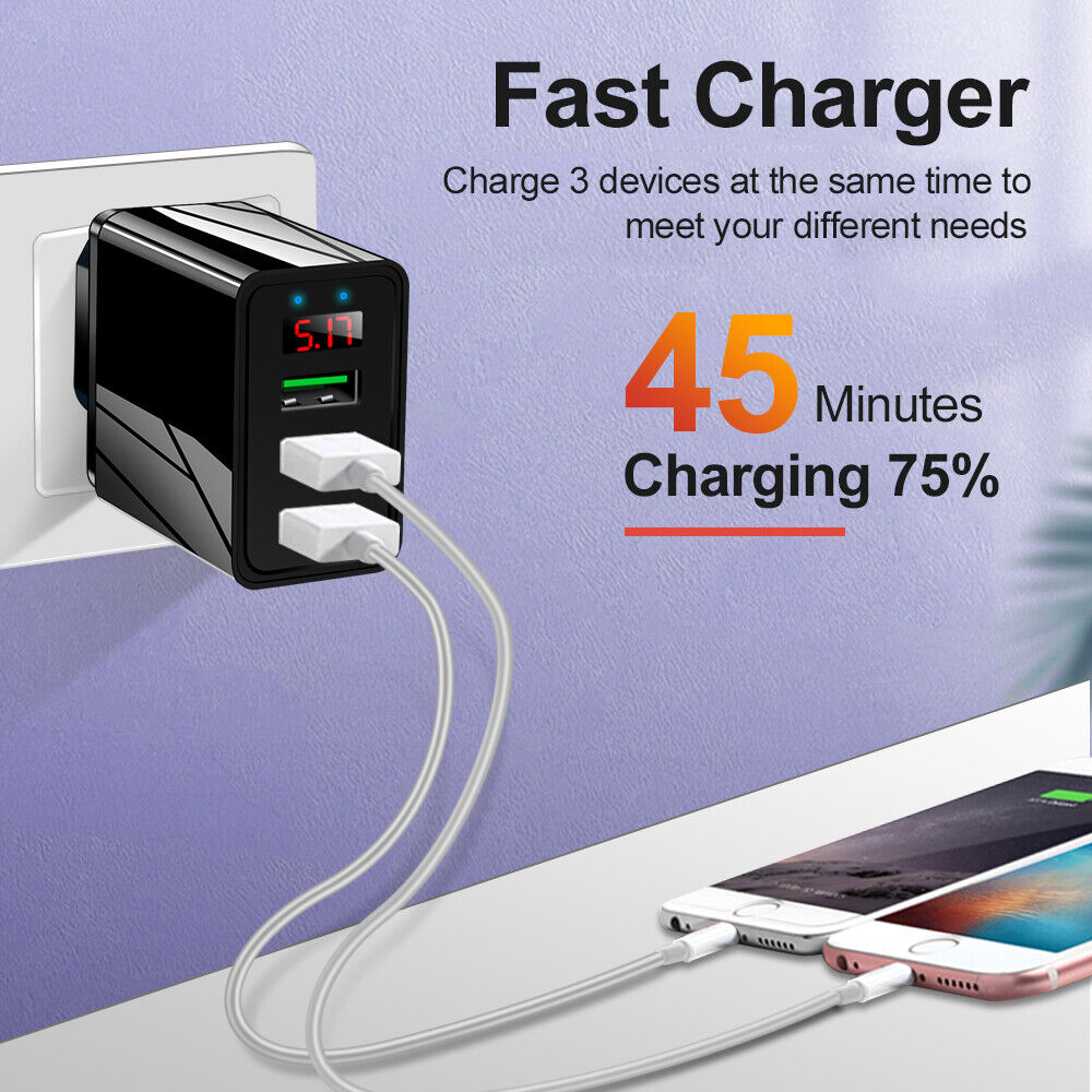 USB 3-Port QC3.0 Wall Charger Hub