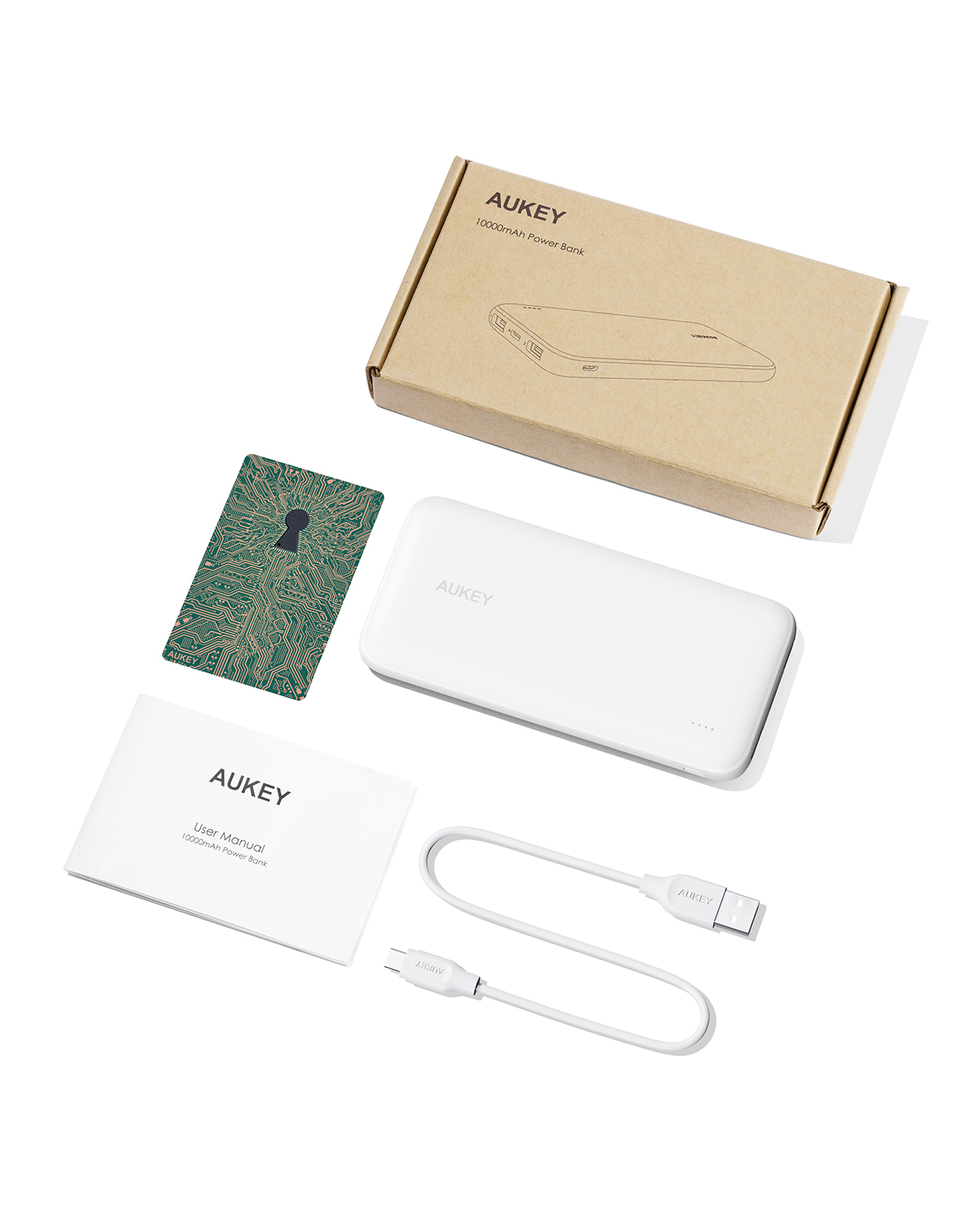 10,000mAh White USB-C Portable Charger by AUKEY