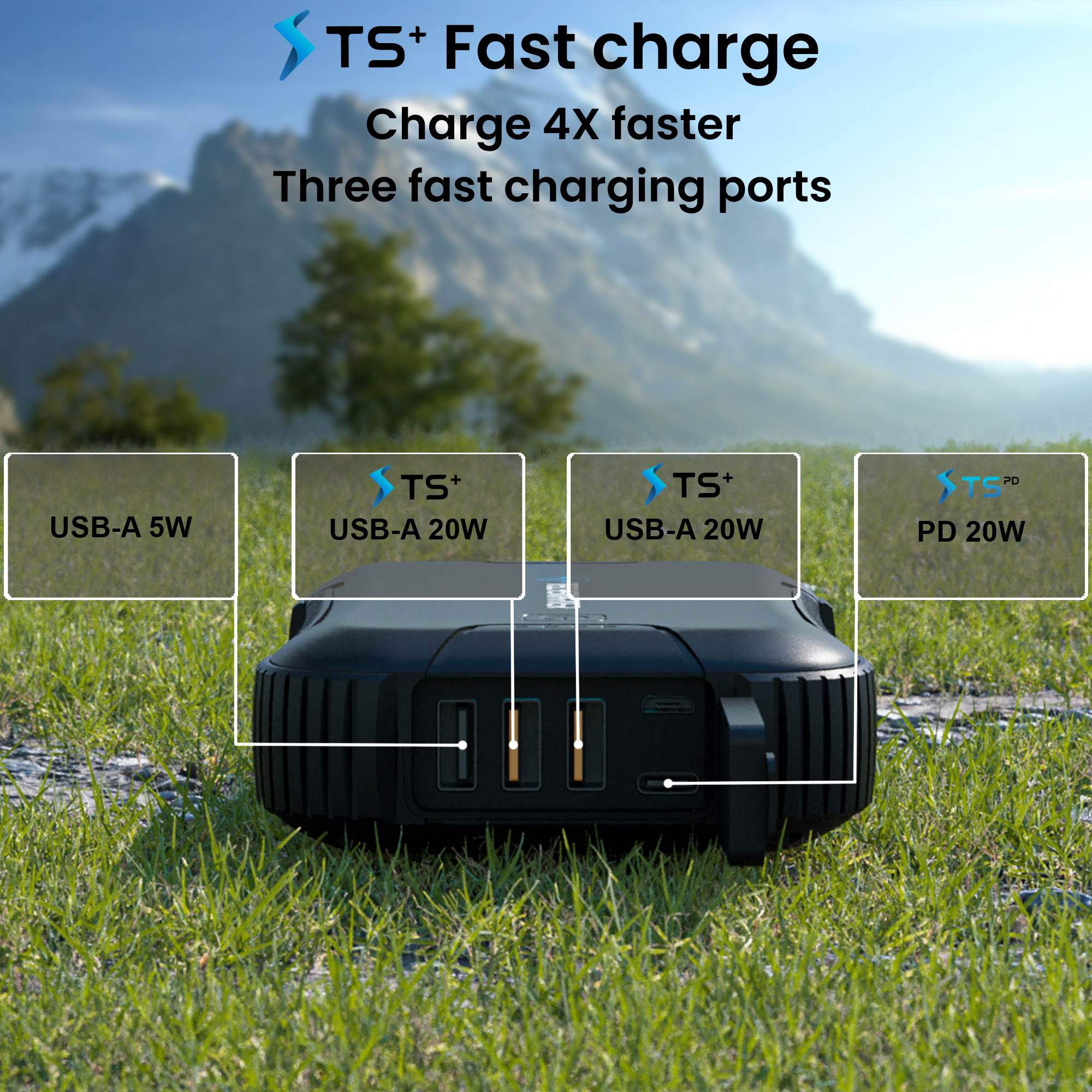 Rugged 30000mAh USB-C PD Power Bank with Flashlight