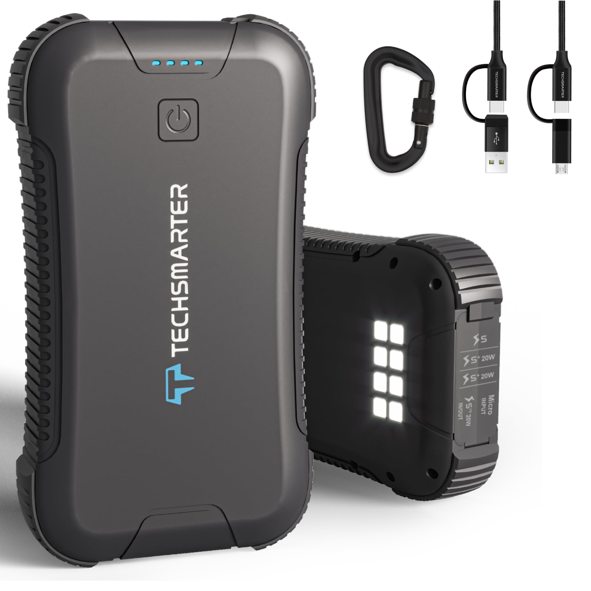 Rugged 30000mAh USB-C PD Power Bank with Flashlight