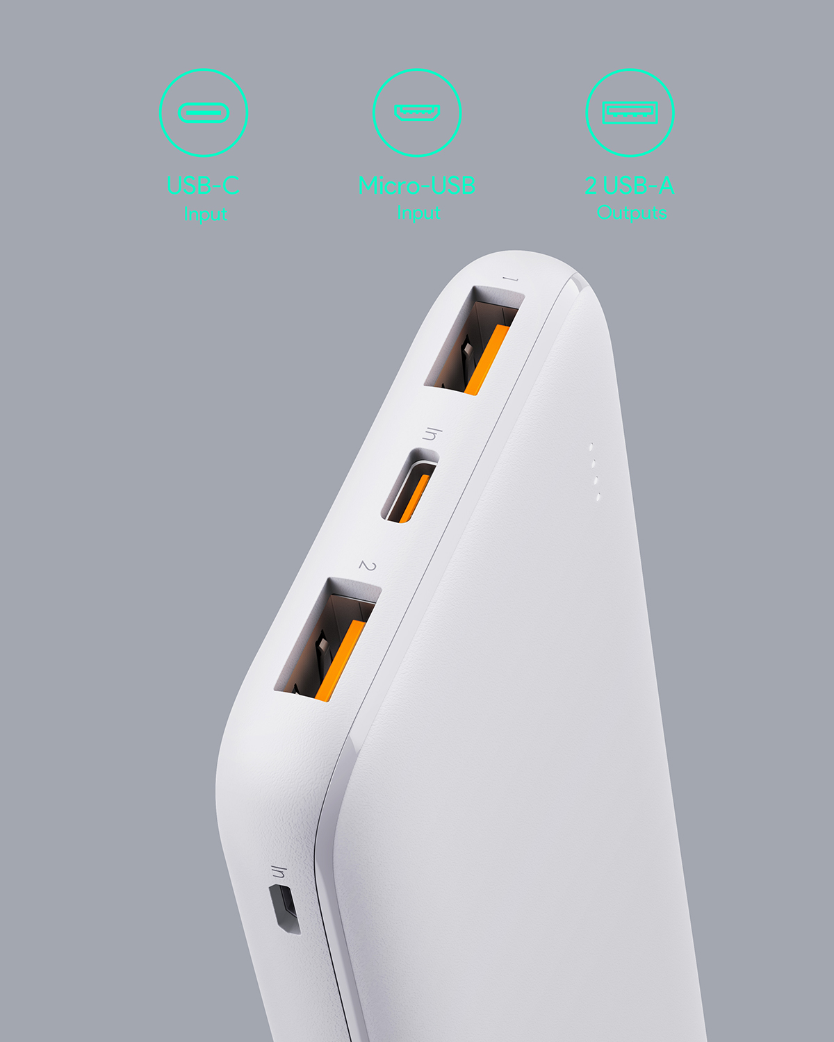 10,000mAh White USB-C Portable Charger by AUKEY