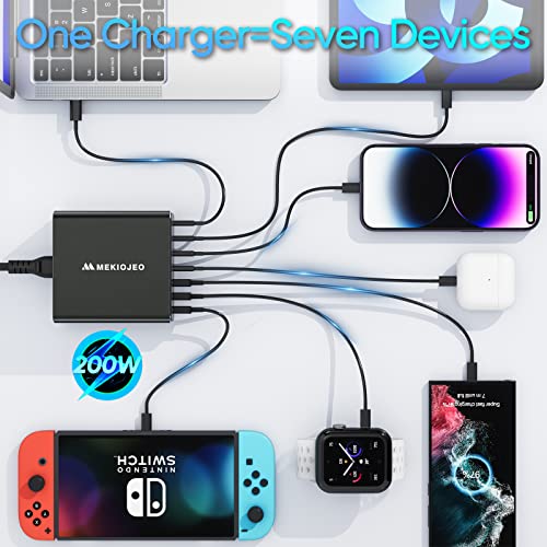 7-Port 200W USB-C Fast Charger for MacBook
