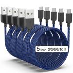 5-Pack 3.1A Quick Charge USB-C Cables