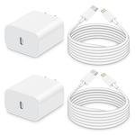 MFi-Certified 2-Pack 20W Charger with 10ft Cable