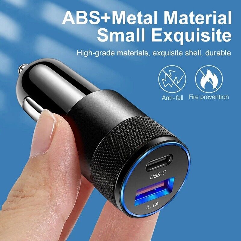 Fast 2-Port USB-C Car Charger for iPhone & Samsung