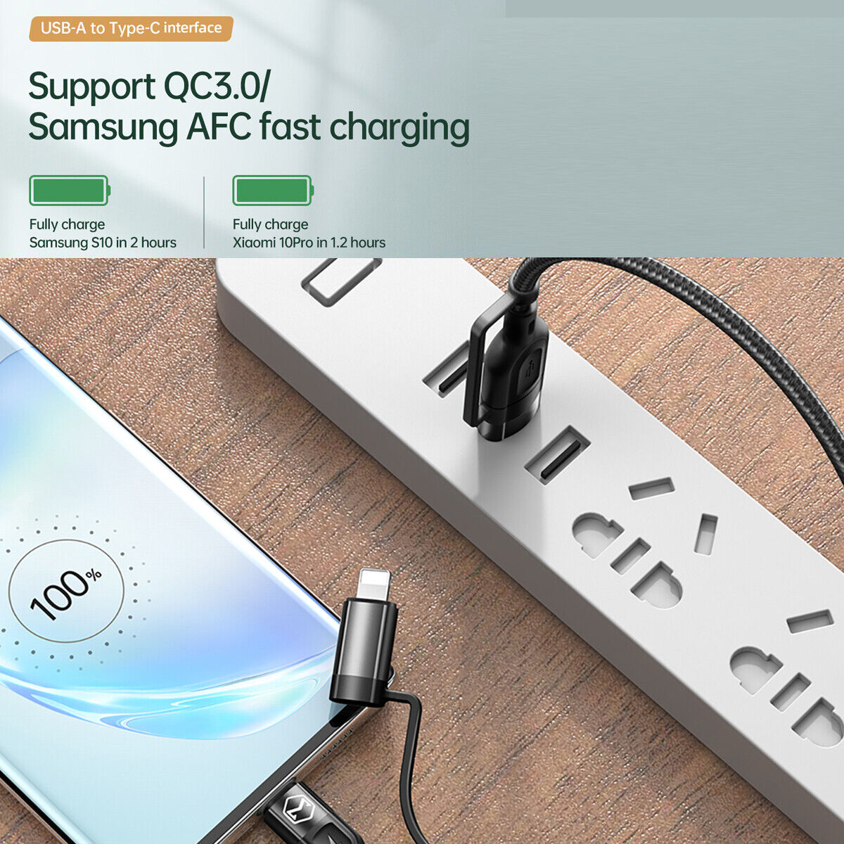 Multi-Fast Charging Cable: USB-C to USB Charger