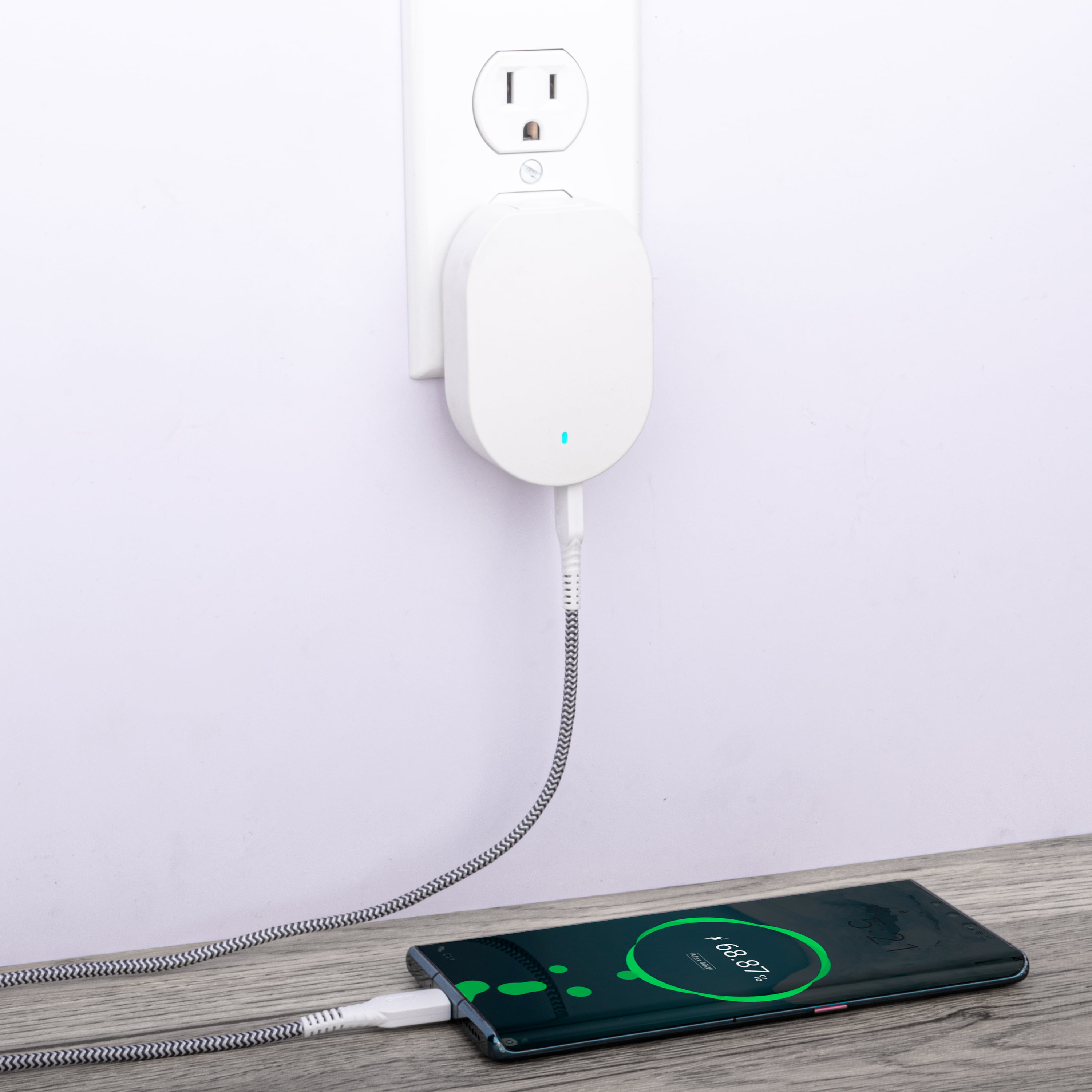 32W Dual-Port Wall Charger with USB-C Cable