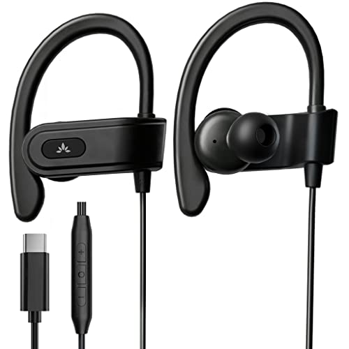 Over-ear USB C headphones with microphone for sports
