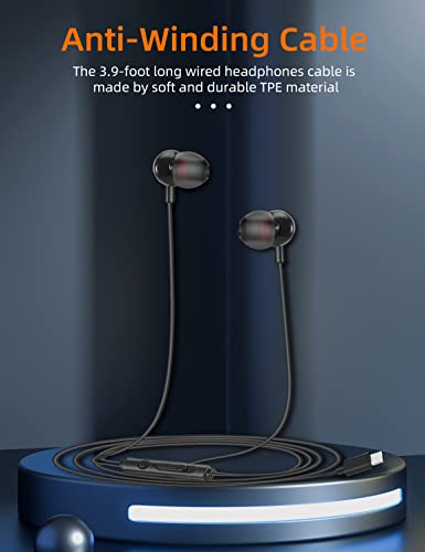Wired USB-C Earbuds with Mic for Smartphones