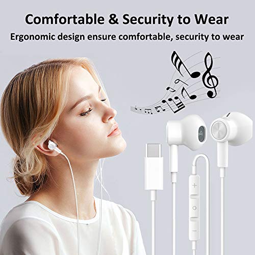 Magnetic USB C Earphones with Mic - compatible with Google Pixel, Huawei, Samsung and iPad Pro