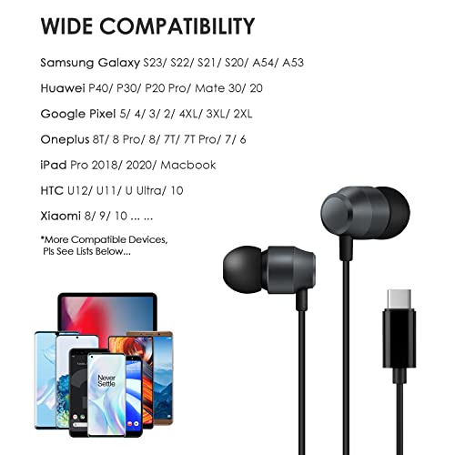 USB-C in-ear headphones with mic for Android devices
