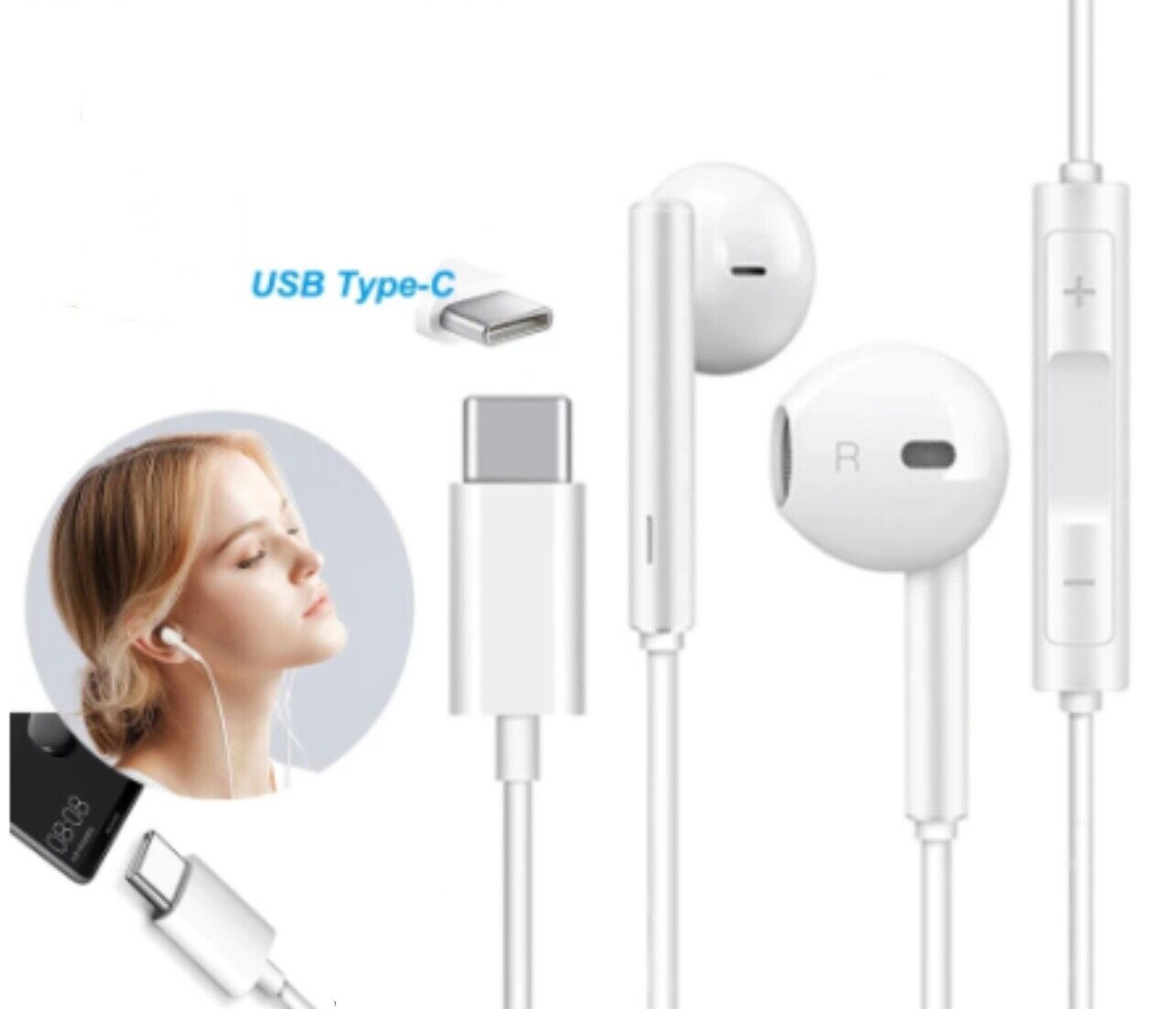 Type C Earphones with Mic for Samsung S21-S22