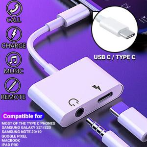 2-in-1 Type-C Headphone & Charger Adapter for Samsung