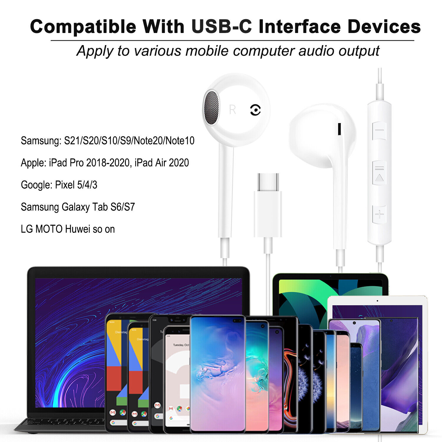 Samsung USB-C Headset with Mic for Galaxy S22/S21 Ultra/Note20