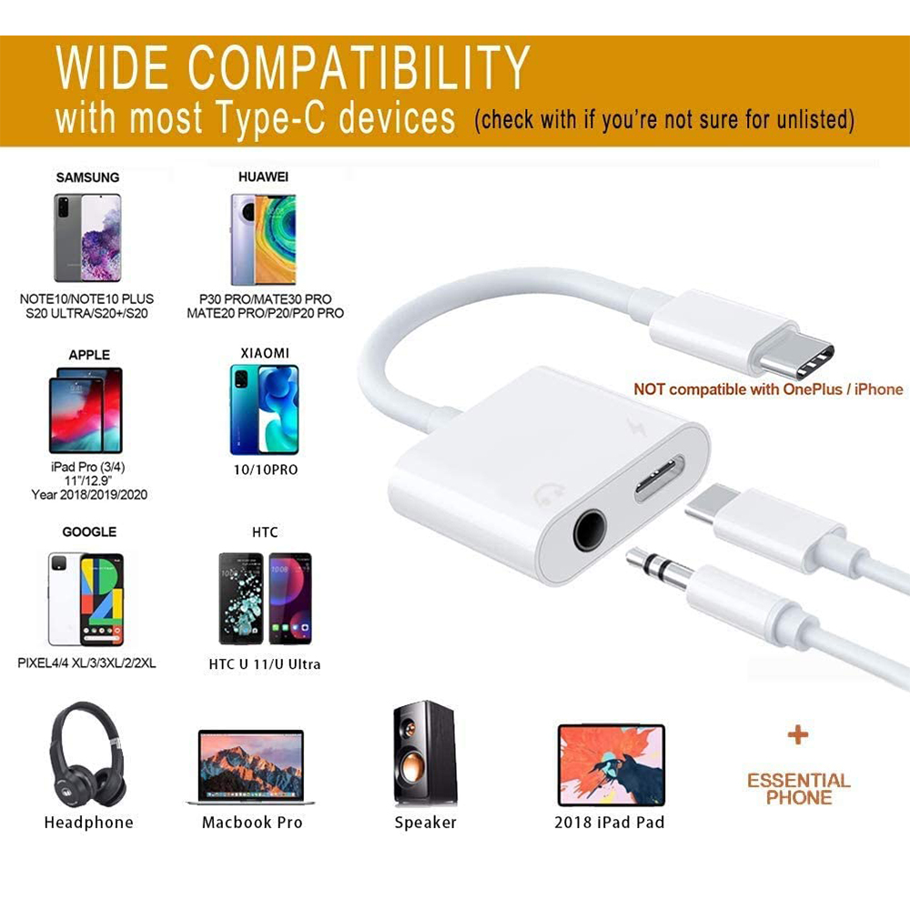 USB-C headphone and charging adapter
