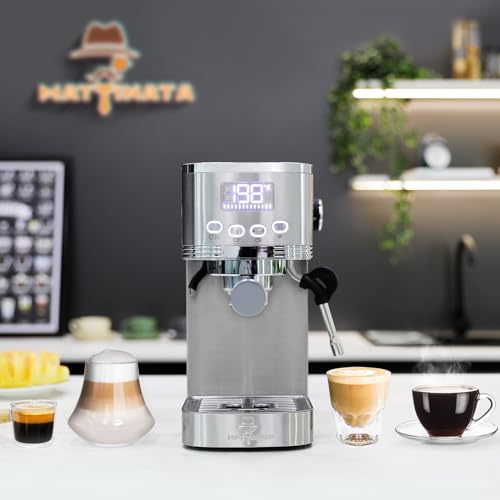 MAttinata Espresso Machine, 20 Espresso Maker with Hot Water Pipe and Commercial Steamer for Americano, Latte and Cappuccino