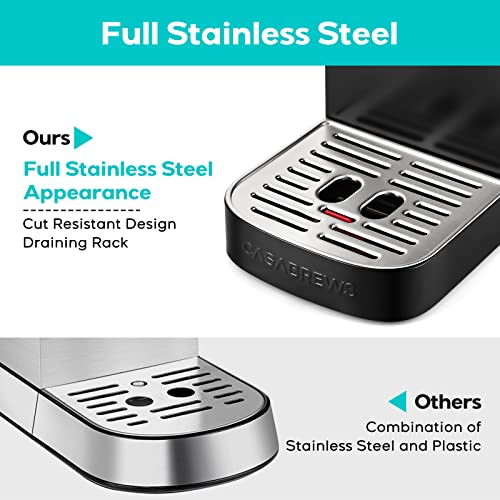 CASABREWS Espresso Coffee Machine With Steamer, 20 Bar Compact Espresso Machine, Stainless Steel Cappuccino and Latte Machine With 43.9 oz Removable Water Tank, Black