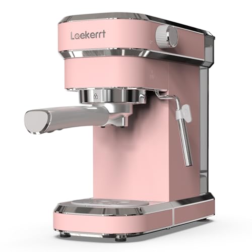 Laekerrt Professional Espresso Machine 20 Bar, Espresso Maker with Milk Frother Steam Wand, Stainless Steel Home Coffee Machines for Cappuccino and Latte, Gift for Women Wife Daughter or Mom, Pink