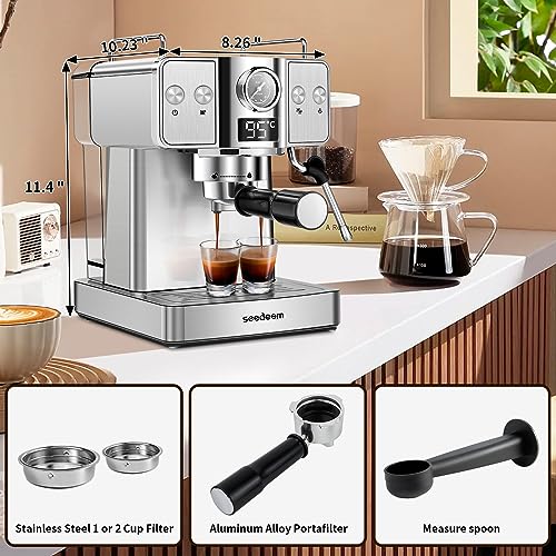 SEEDEEM Espresso Machine,20 Bar Espresso Maker with Milk Frother,Stainless Steel Latte and Cappuccino Machine with 1.8L(60 Fl Oz) Removable Water Tank
