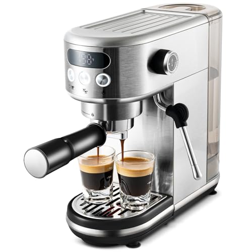 Neretva 20 Bar Espresso Machine with Milk Frothing Steam Wand 44oz Detachable Water Tank For Home Barista 1350W Professional Coffee Machine Espresso Latte and Cappuccino Maker