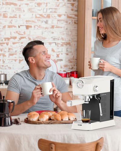 CKOZESE Espresso Machine 20 Bar, Coffee Maker With Milk Frother Steam Wand, Compact Coffee Machine with 42oz Removable Water Tank, Stainless Steel Espresso Maker for Cappuccino, Latte