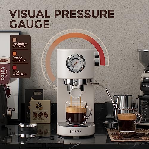 JASSY Espresso Coffee Machine 20 Bar Cappuccino Maker, Barista Espresso Maker for Home with Milk Frother Wand for Espresso/Cappuccino/Latte,Touch Screen Brewing Control,1376W