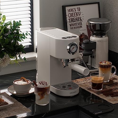 JASSY Espresso Coffee Machine 20 Bar Cappuccino Maker, Barista Espresso Maker for Home with Milk Frother Wand for Espresso/Cappuccino/Latte,Touch Screen Brewing Control,1376W