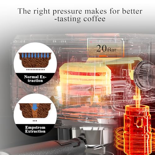 Empstorm 20 Bar Espresso Machine, Cappuccino Machines with Milk Frother Steam Wand, Latte Machine for Home&Barista, 50oz Removable Water Tank, Automatic Shut-off Function (Espresso Machine)