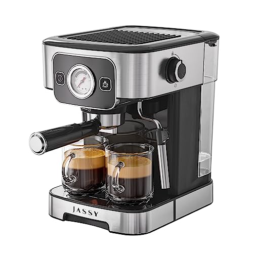 JASSY Espresso Coffee Machine 20 Bar Cappuccino Maker with Milk Frother & Temperature Dial for Barista Brewing for Espresso/Cappuccino/Latte (NEW)