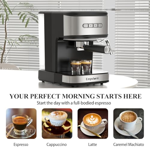 Empstorm 20 Bar Espresso Machine, Cappuccino Machines with Milk Frother Steam Wand, Latte Machine for Home&Barista, 50oz Removable Water Tank, Automatic Shut-off Function (Espresso Machine)