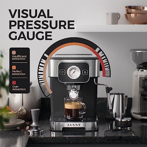 JASSY Espresso Coffee Machine 20 Bar Cappuccino Maker with Milk Frother & Temperature Dial for Barista Brewing for Espresso/Cappuccino/Latte (NEW)