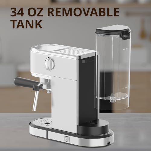 Larinest Espresso Machine with Milk Frother,Stainless Steel Espresso Maker, 20 Bar Espressoe Machine with 41oz Removable Water Tank,Small Espresso Machines for Latte,Cappuccino,1350W