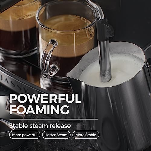 JASSY Espresso Coffee Machine 20 Bar Cappuccino Maker with Milk Frother & Temperature Dial for Barista Brewing for Espresso/Cappuccino/Latte (NEW)