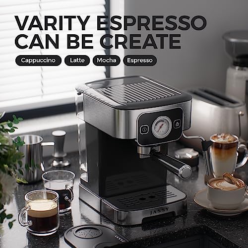 JASSY Espresso Coffee Machine 20 Bar Cappuccino Maker with Milk Frother & Temperature Dial for Barista Brewing for Espresso/Cappuccino/Latte (NEW)