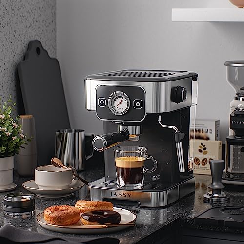 JASSY Espresso Coffee Machine 20 Bar Cappuccino Maker with Milk Frother & Temperature Dial for Barista Brewing for Espresso/Cappuccino/Latte (NEW)