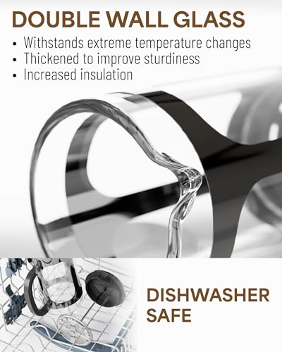 Veken French Press Plunger Coffee Maker Cafetière, Double Wall Heat Resistant Borosilicate Glass Coffee Press,Cold Brew Coffee Pot for Kitchen and Gifts, Dishwasher Safe, Dark Pewter (27 Ounce/800 ml)